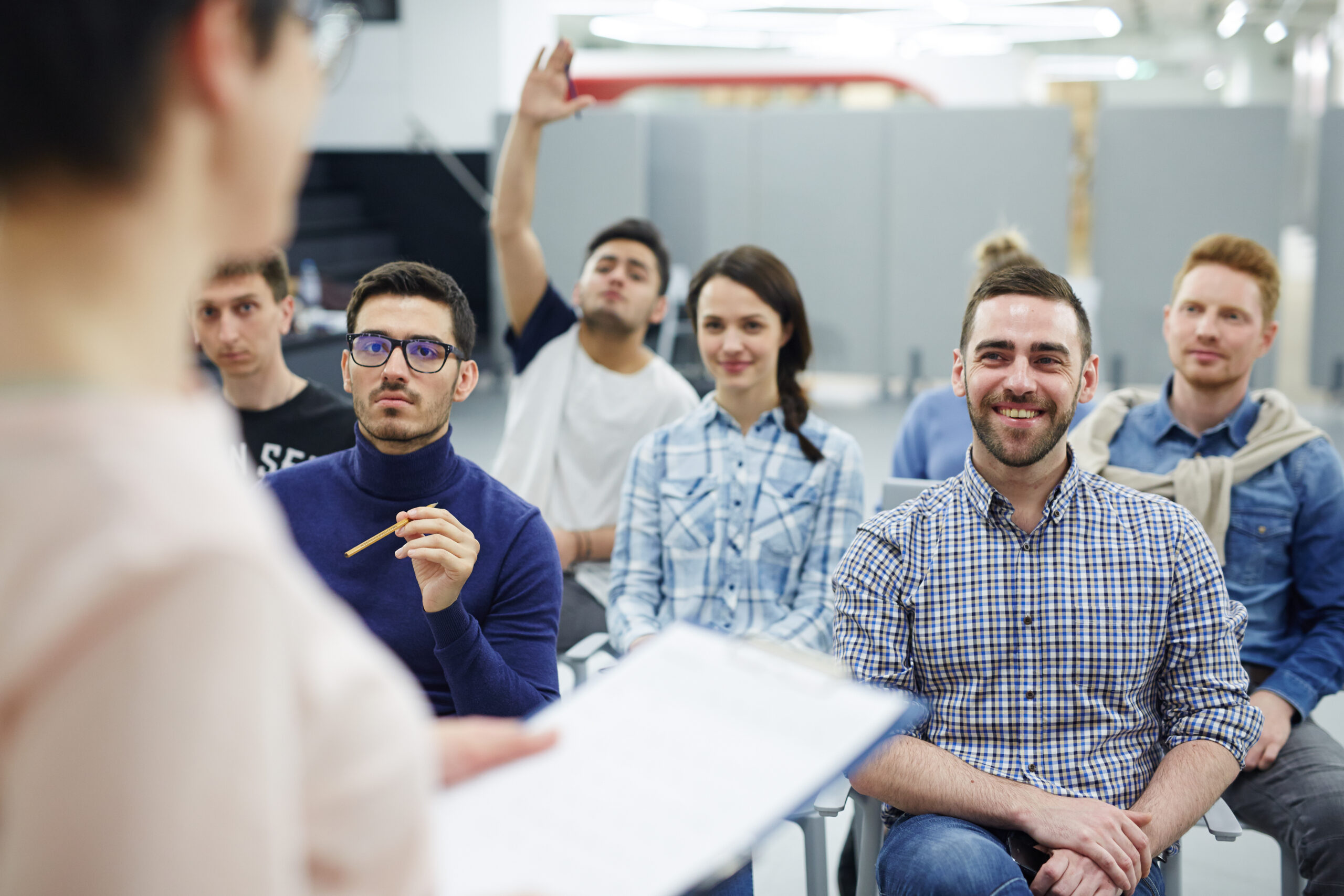 Groupmates,Listening,To,Lecturer,Or,Speaker,At,Conference